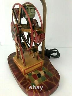 Vintage Antique Tin Litho Lithograph Toy Ferris Wheel Electric Table Lamp