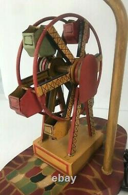 Vintage Antique Tin Litho Lithograph Toy Ferris Wheel Electric Table Lamp