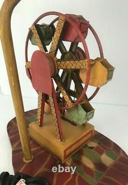 Vintage Antique Tin Litho Lithograph Toy Ferris Wheel Electric Table Lamp