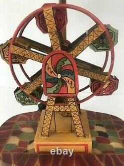 Vintage Antique Tin Litho Lithograph Toy Ferris Wheel Electric Table Lamp