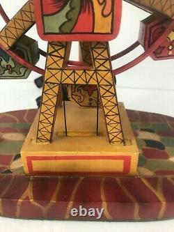 Vintage Antique Tin Litho Lithograph Toy Ferris Wheel Electric Table Lamp