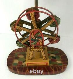 Vintage Antique Tin Litho Lithograph Toy Ferris Wheel Electric Table Lamp