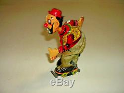 Vintage Antique Tin Litho Wind Up TPS Hobo Skating Clown