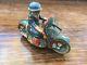 Vintage Antique Windup Motorcycle Tin Toy P. D. With Front Gun