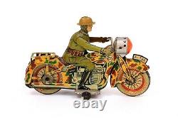 Vintage Arnold CKAO A-754 Military Army Motorcycle German Tin Wind-up Toy