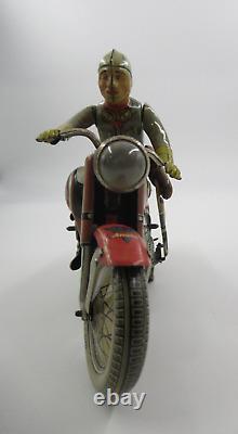 Vintage Arnold MAC 700 Motorcycle Red Version Wind-up Tin Toy US ZONE GERMANY