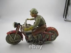 Vintage Arnold MAC 700 Motorcycle Red Version Wind-up Tin Toy US ZONE GERMANY