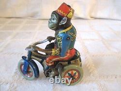 Vintage Arnold- W. Germany- Monkey On Tricycle-tin Wind Up Toy- 3.5 Motorcycle