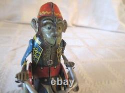 Vintage Arnold- W. Germany- Monkey On Tricycle-tin Wind Up Toy- 3.5 Motorcycle