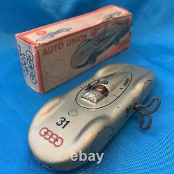 Vintage Auto Union (Audi) Toy Race Car #3 1930s Wind-Up With Box & Key TESTED