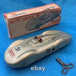 Vintage Auto Union (Audi) Toy Race Car #3 1930s Wind-Up With Box & Key TESTED