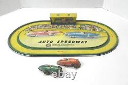 Vintage Automatic Toy Co. Auto Speedway With 2 Cars Untested No Winding Key