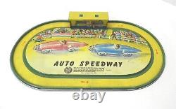 Vintage Automatic Toy Co. Auto Speedway With 2 Cars Untested No Winding Key