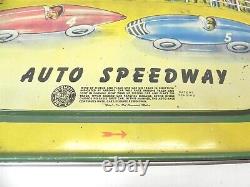 Vintage Automatic Toy Co. Auto Speedway With 2 Cars Untested No Winding Key