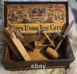 Vintage BOYS UNION TOOL CHEST with TOOLS toy