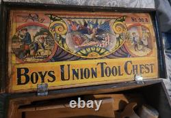 Vintage BOYS UNION TOOL CHEST with TOOLS toy