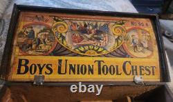 Vintage BOYS UNION TOOL CHEST with TOOLS toy