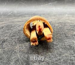 Vintage Barrel Man Figurine Folkart Funny Souvenir Toy Gift Wooden Hand Carved