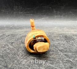 Vintage Barrel Man Figurine Folkart Funny Souvenir Toy Gift Wooden Hand Carved