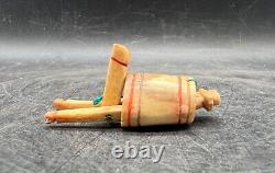 Vintage Barrel Man Figurine Folkart Funny Souvenir Toy Gift Wooden Hand Carved