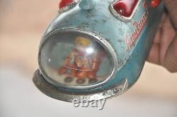 Vintage Battery Atom Rocket 7 Antenna MT Trademark Litho Tin Toy, Japan