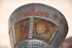 Vintage Battery MT Trademark Capsule 7 Litho Spacecraft Tin Toy, Japan