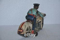 Vintage Battery MT Trademark Police Litho Motorcycle Rider Tin Toy, Japan