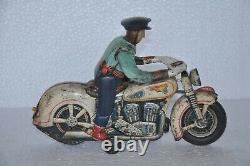 Vintage Battery MT Trademark Police Litho Motorcycle Rider Tin Toy, Japan