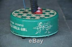 Vintage Battery Operated Halla Gulla Girl Litho Tin Toy, Japan