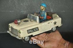 Vintage Battery Police No. 3 Litho Jeep/Car Tin Toy, Japan