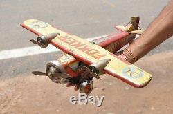Vintage Big National Airline FOKKER Litho Airplane Wind Up Tin Toy, Japan