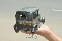 Vintage Black Wind Up Lehmann Litho Sedan Car Tin Toy, Germany