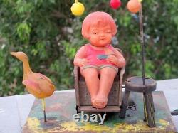 Vintage Boardwalk Delight Litho Tin & Celluloid Wind Up Toy C. K Trademark, Japan