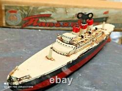 Vintage Boat Ship Wind Up'kuibyshev Parahod Toy Soviet Cccp Orig. Box And Key