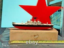 Vintage Boat Ship Wind Up'kuibyshev Parahod Toy Soviet Cccp Orig. Box And Key