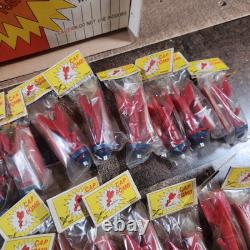 Vintage Box Of 48 1960s Bee Cap Bomb Toys Missles Shaped Brand New Complete Rare