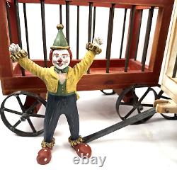 Vintage Broyhill Wooden Circus Wagon Cars Large Giraffe Clown Wood Cast Iron Set