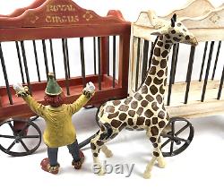 Vintage Broyhill Wooden Circus Wagon Cars Large Giraffe Clown Wood Cast Iron Set