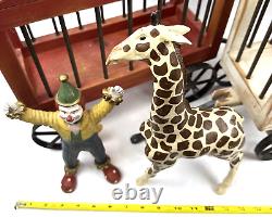 Vintage Broyhill Wooden Circus Wagon Cars Large Giraffe Clown Wood Cast Iron Set