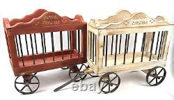 Vintage Broyhill Wooden Circus Wagon Cars Large Giraffe Clown Wood Cast Iron Set