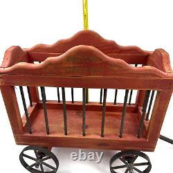 Vintage Broyhill Wooden Circus Wagon Cars Large Giraffe Clown Wood Cast Iron Set