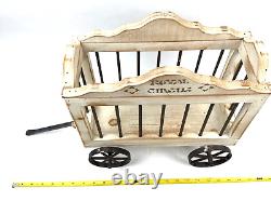Vintage Broyhill Wooden Circus Wagon Cars Large Giraffe Clown Wood Cast Iron Set