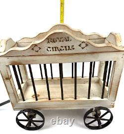 Vintage Broyhill Wooden Circus Wagon Cars Large Giraffe Clown Wood Cast Iron Set