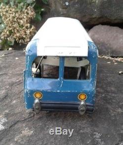 Vintage Buddy L Greyhound Lines Wind Up Pressed Steel Toy City Bus Working Cond