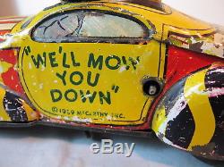 Vintage Bump & Go Tin Wind-up Charlie McCarthy and Mortimer Snerd Car 1939