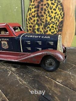 Vintage C. 1930 Marx Wind Up G-man Pursuit Car Gangster Police Wyandotte Rare