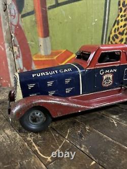 Vintage C. 1930 Marx Wind Up G-man Pursuit Car Gangster Police Wyandotte Rare