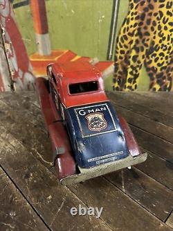 Vintage C. 1930 Marx Wind Up G-man Pursuit Car Gangster Police Wyandotte Rare