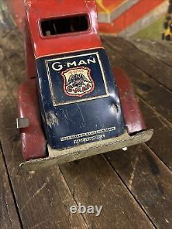 Vintage C. 1930 Marx Wind Up G-man Pursuit Car Gangster Police Wyandotte Rare