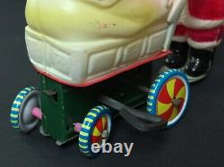 Vintage Celluloid Santa & Cart Wind Up Toy Japan